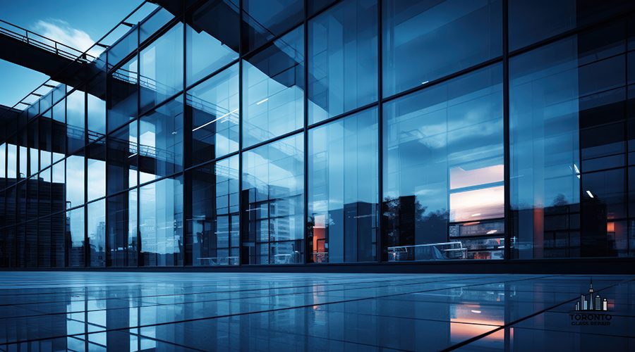 Modern architecture building glass duotone background. Generative AI.